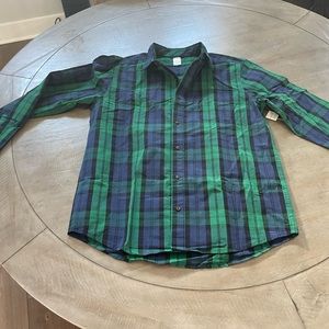 Men’s medium black watch Christmas tartan green button down